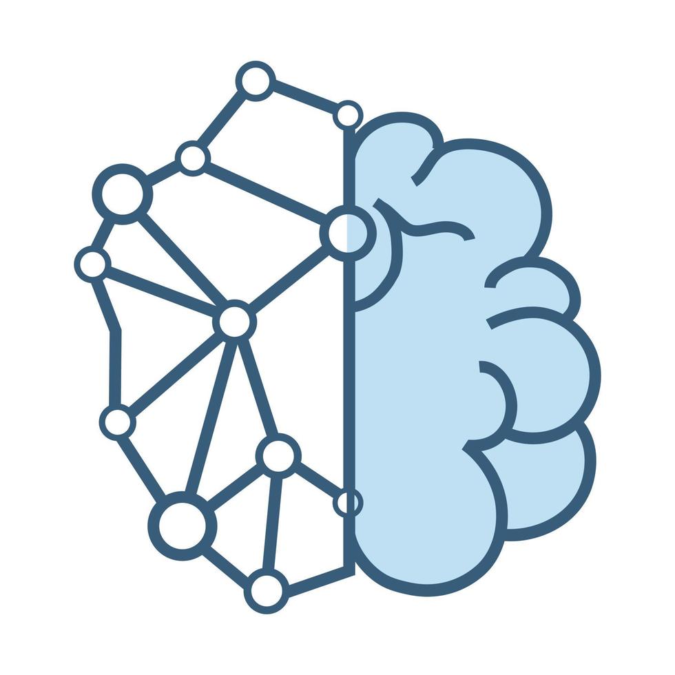 Brain of AI system icon, symbol, UI isorated design on white background, a modern AI  technology head with circuits of robot system icons, a vector concepts