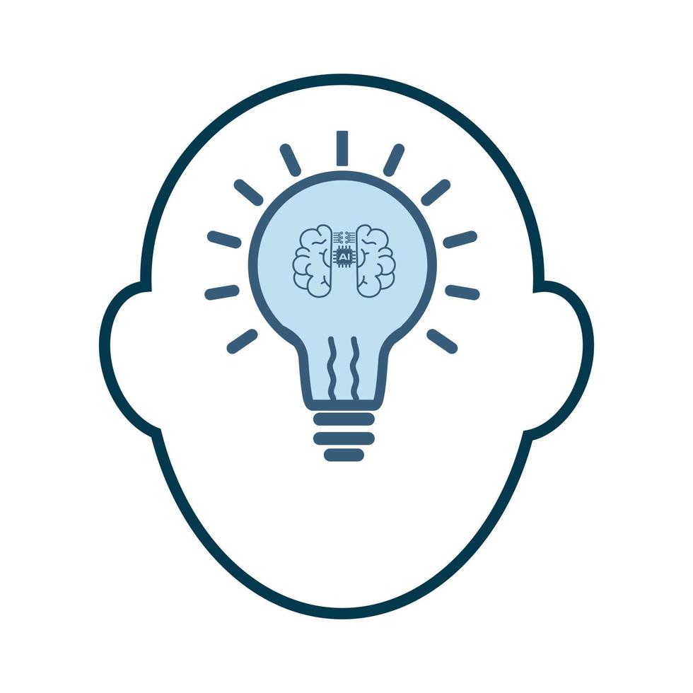 AI idea and head of AI  technology head with circuits of robot system icons, a vector concepts