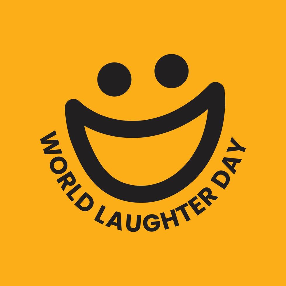 mundo la risa día vector ilustración para saludo tarjeta, póster, bandera, social medios de comunicación correo. riendo emoji vector en amarillo antecedentes.
