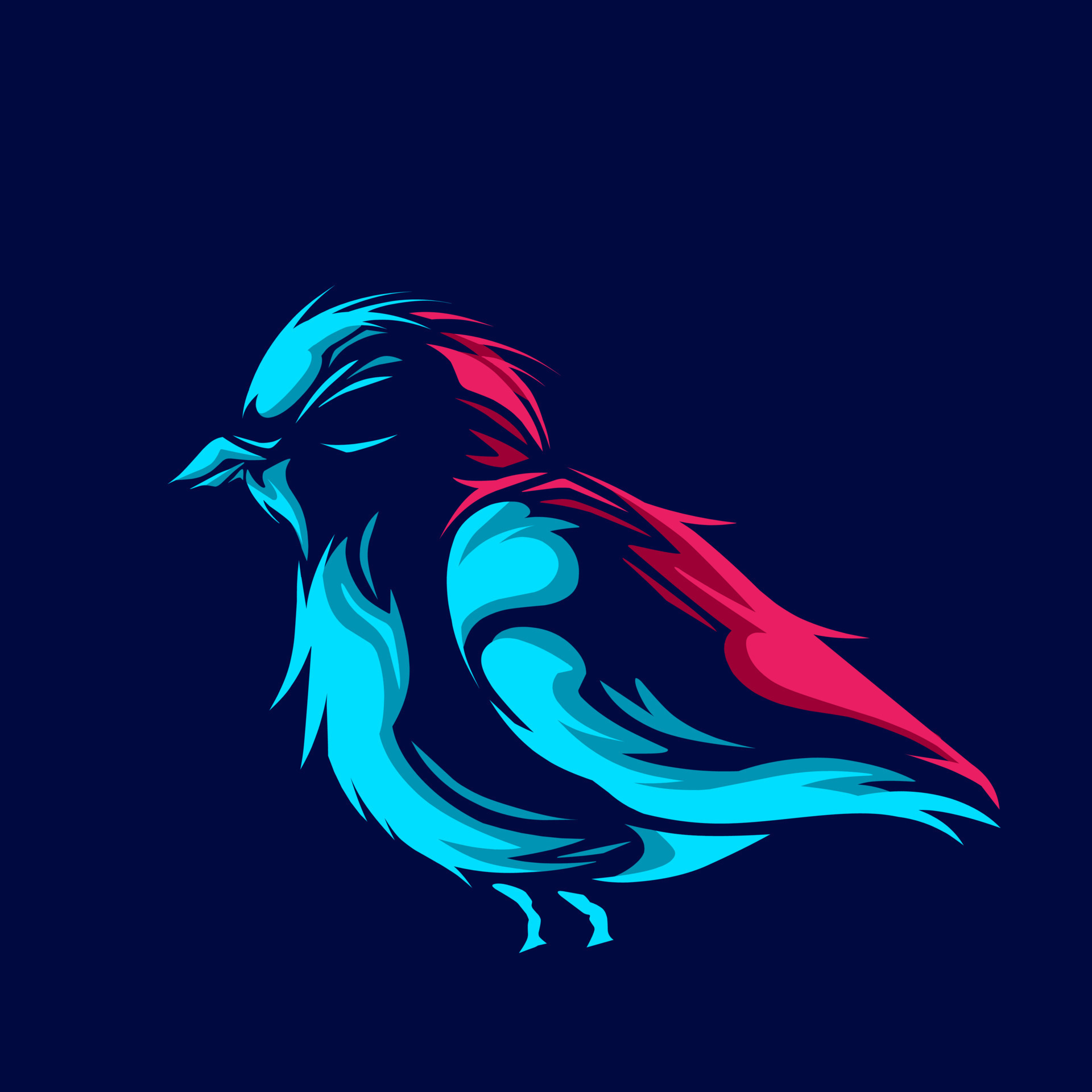 Cute bird vector silhouette line art potrait logo colorful design with