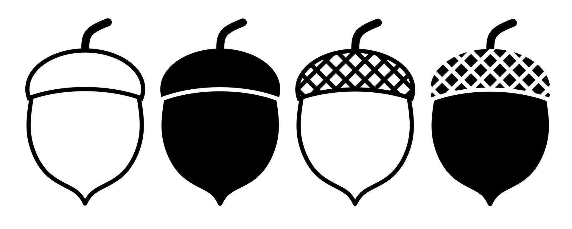 Acorn oak icon set isolated on white background vector