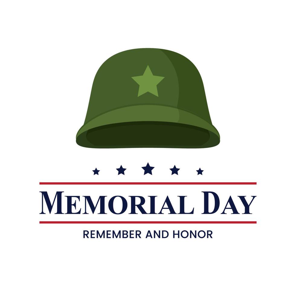 Happy Memorial Day background with army helmet illustration. Remember and Honor. vector