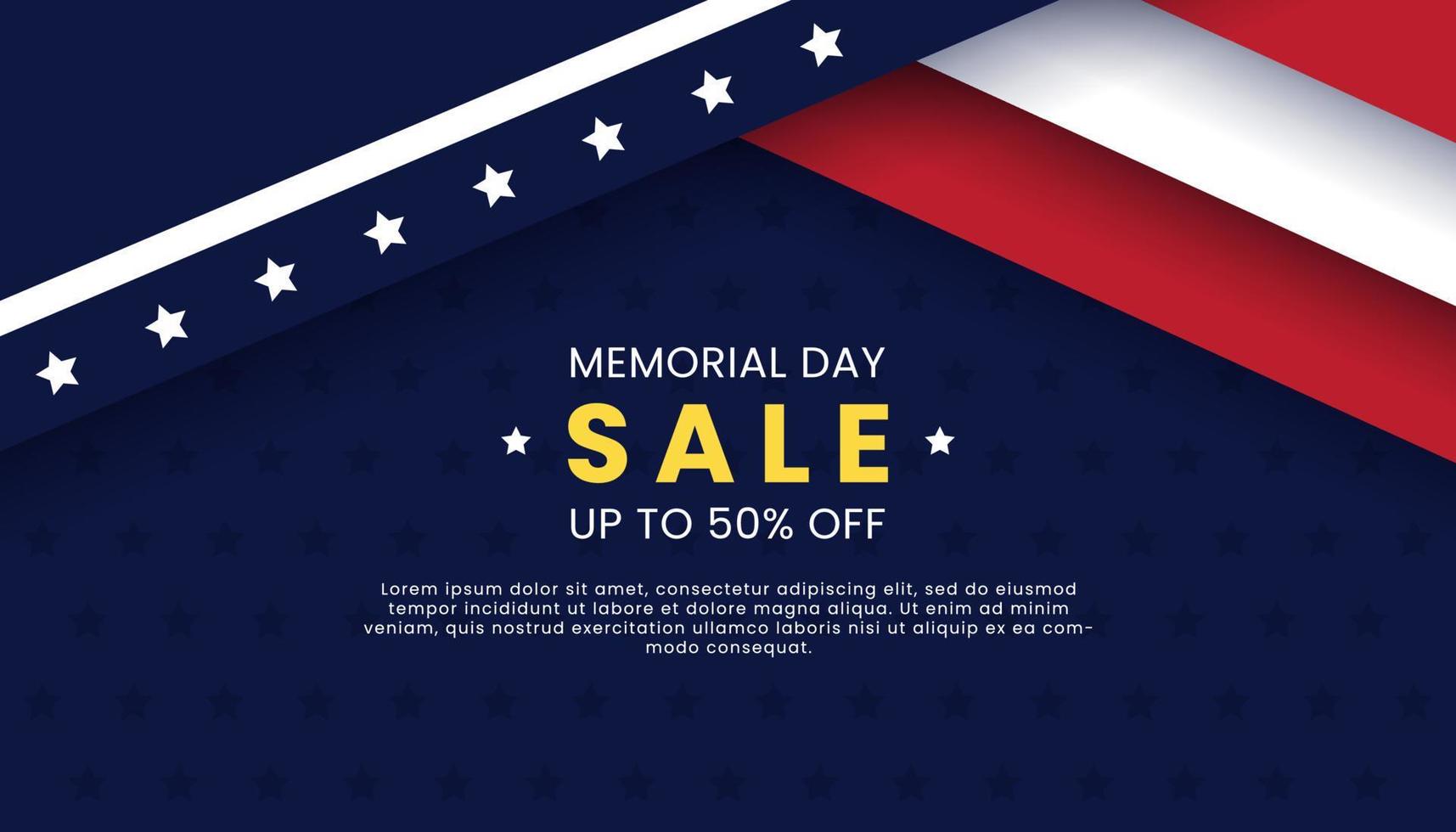 Advertising Memorial Day sale banner design template. vector