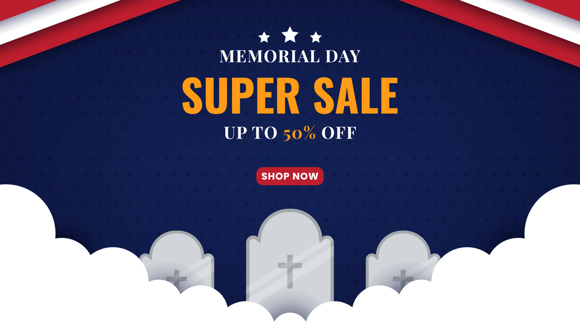 Super Sale Memorial Day. USA Memorial Day Sale banner design template