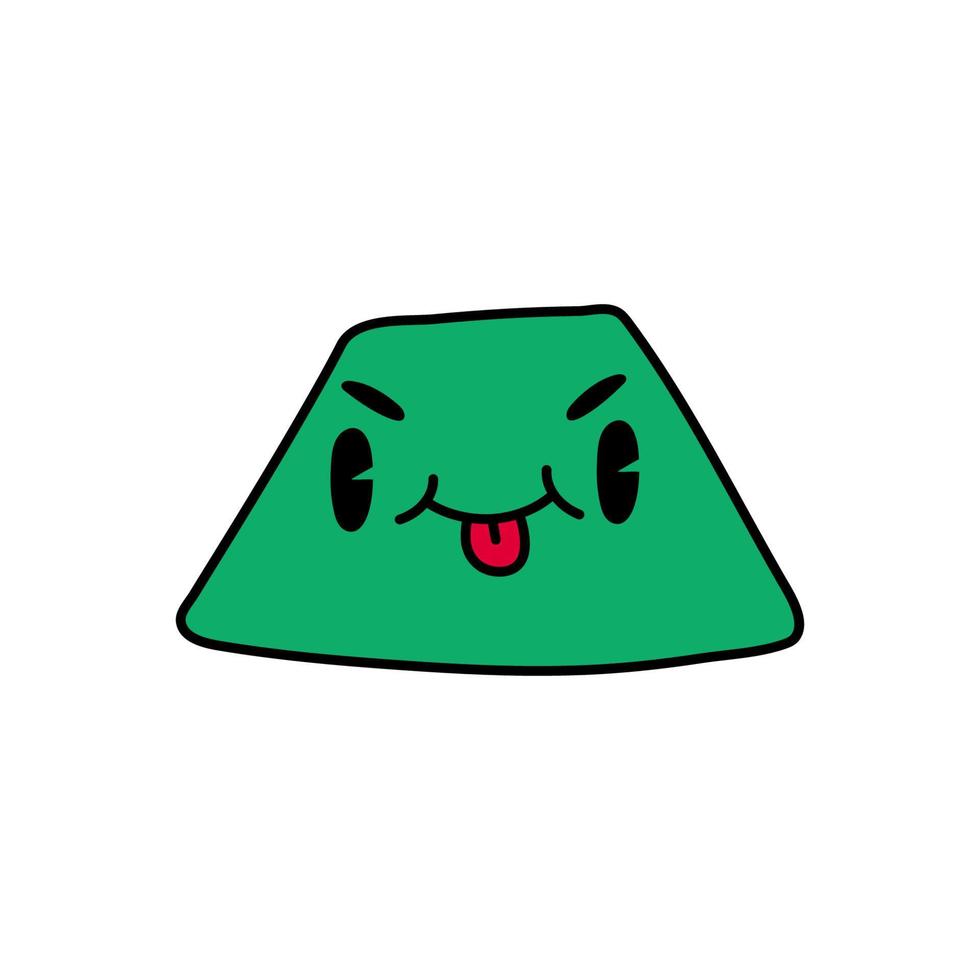 verde polígono mano dibujado garabatear aislado en blanco antecedentes. 70s estilo personaje, linda kawaii cifras. vector