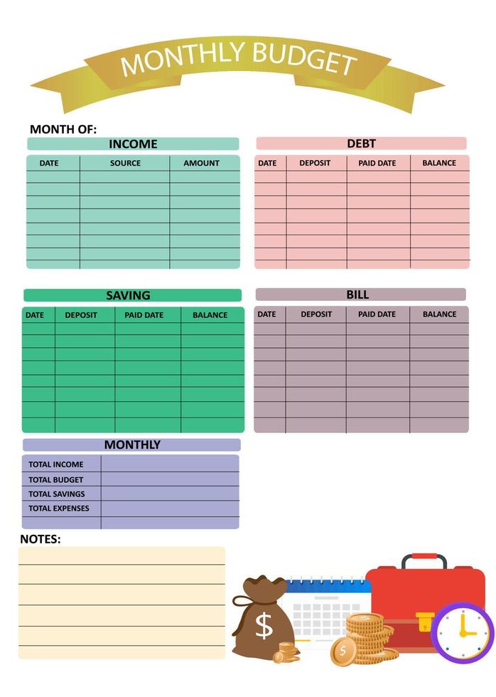 monthly budget planner 2023 vector