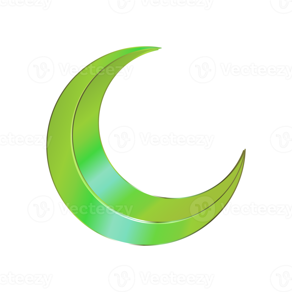 Green moon ramadan isolated object png