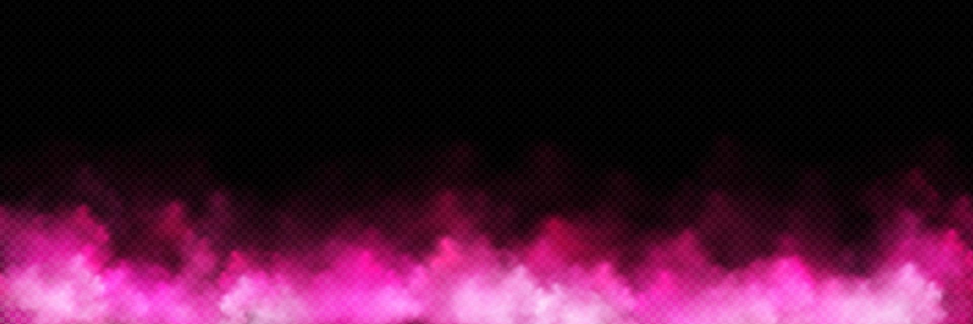 Pink smoke on dark background, stars in night sky vector
