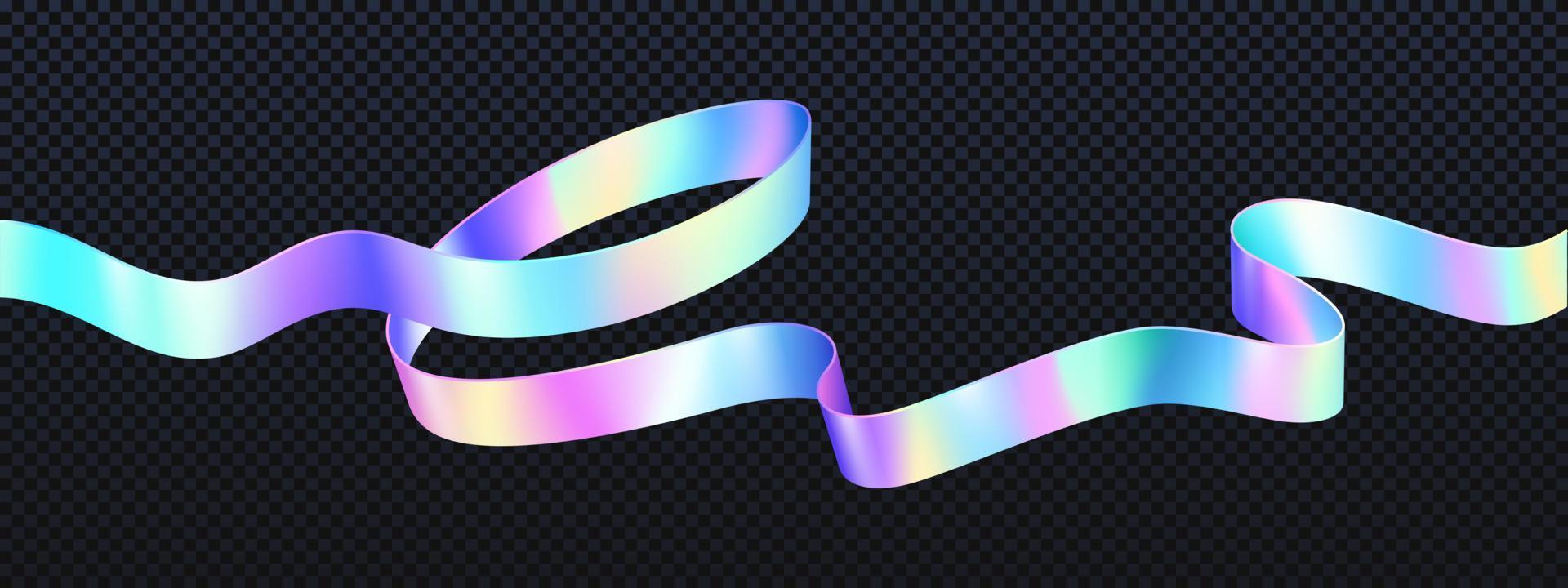 Holographic ribbon swirl wave line isolated vector
