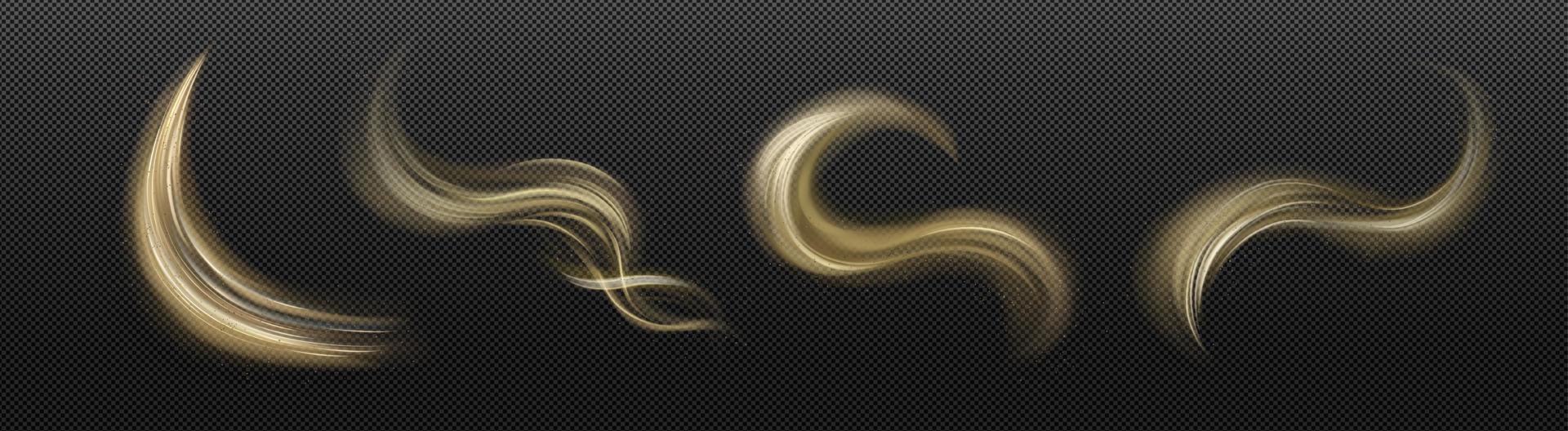 Set of shimmering dust swirls on black vector