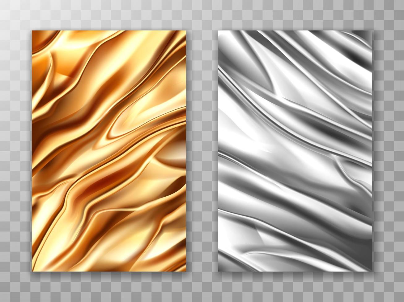 Foil golden and silver, crumpled metal texture vector