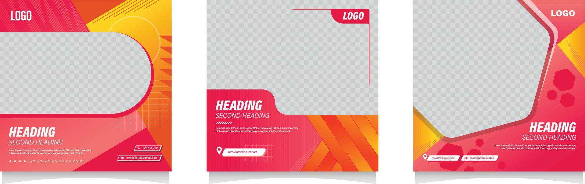 social media post red and yellow. vector