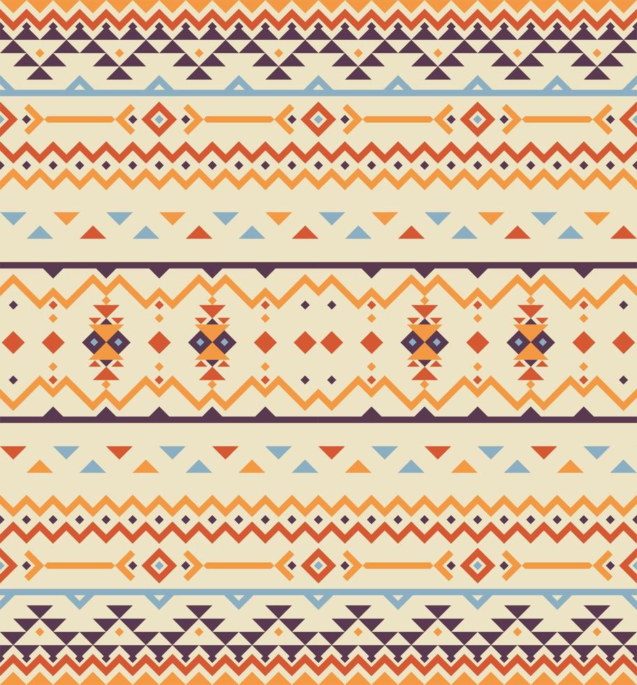 Vector aztec ethnic pattern. Illustration with earth tone and brown, orange, teal,  beige zigzag shapes.