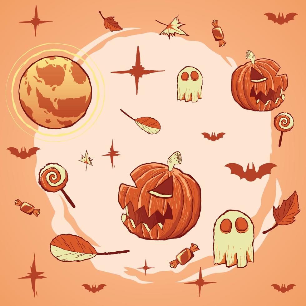 set elements halloween. vector illustration for design artwork.