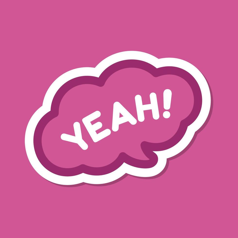 Yeah speech bubble icon. Cute black text lettering vector illustration.