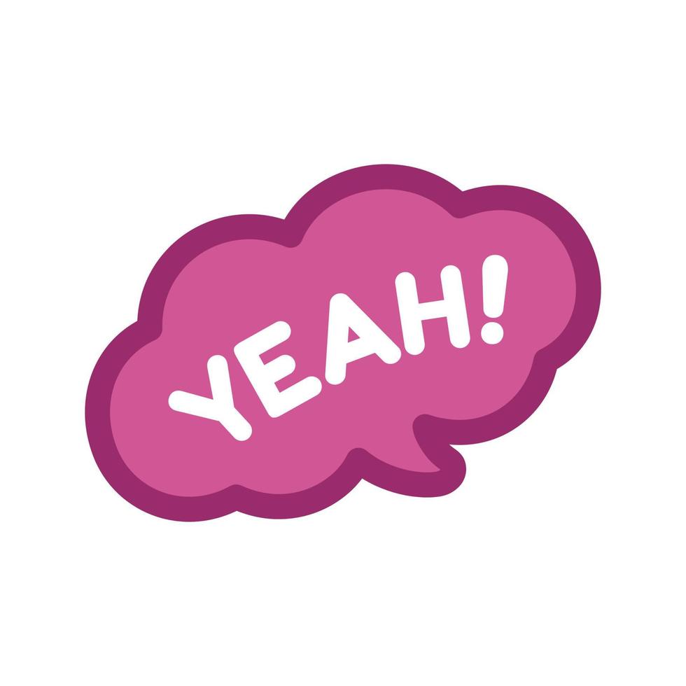 Yeah speech bubble icon. Cute black text lettering vector illustration.