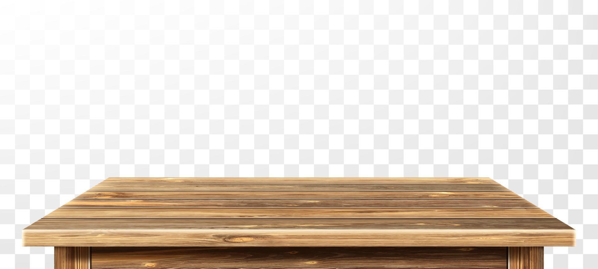 Wooden table top with aged surface, realistic vector