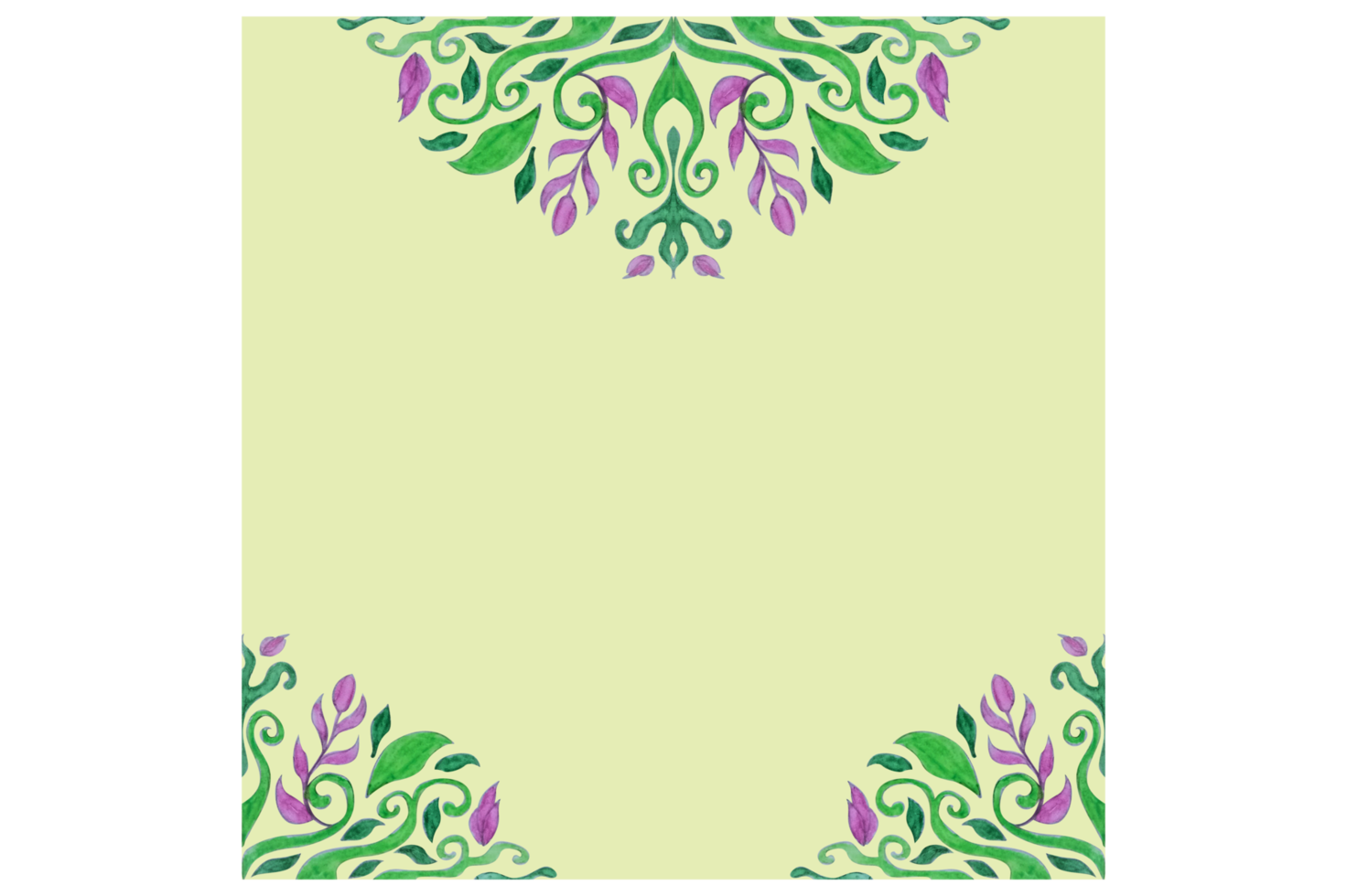 Green Background With Decorative Floral Ornaments png