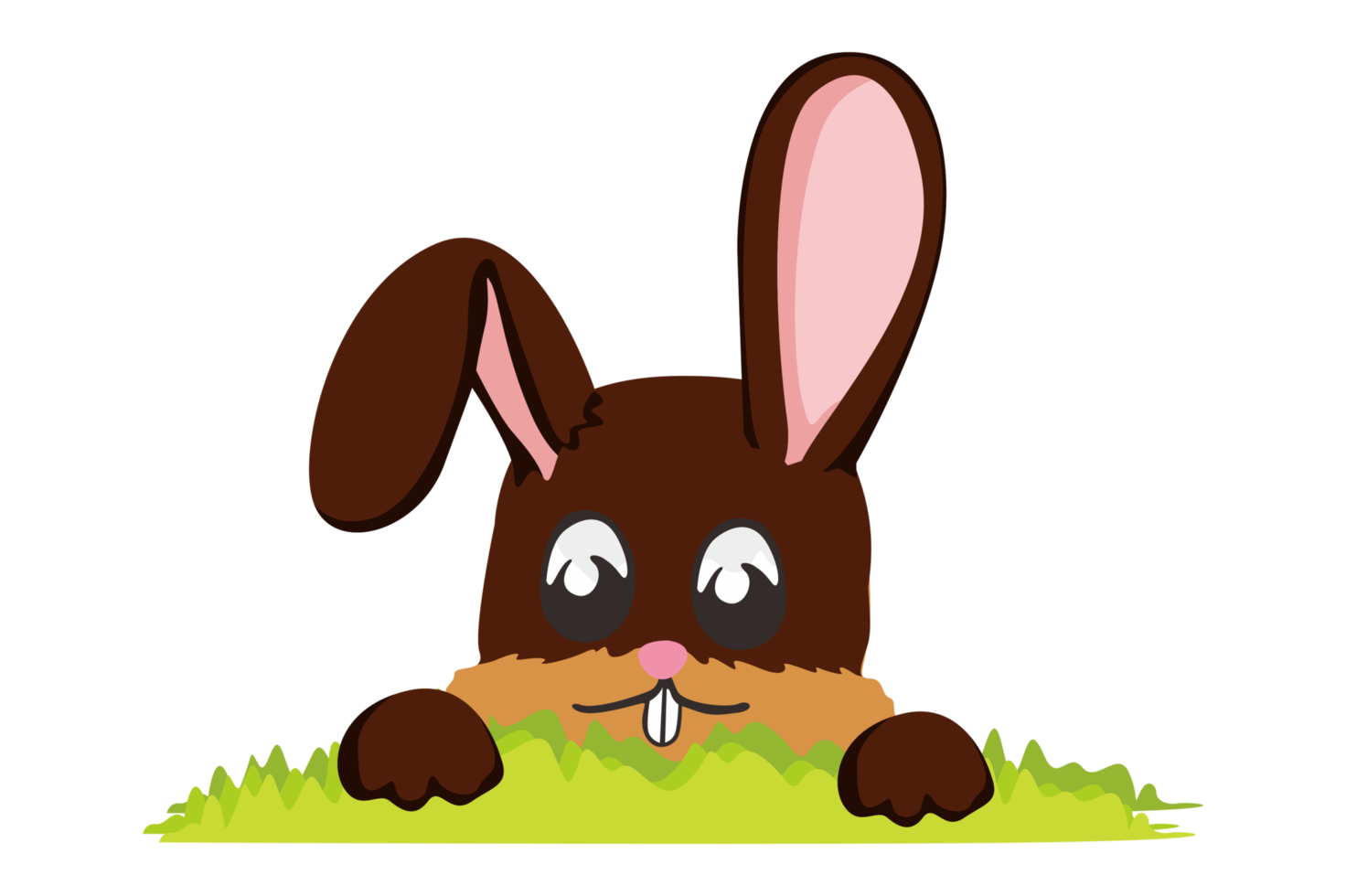 Easter Bunny - Cute Rabbit Hiding Behind the Grass png