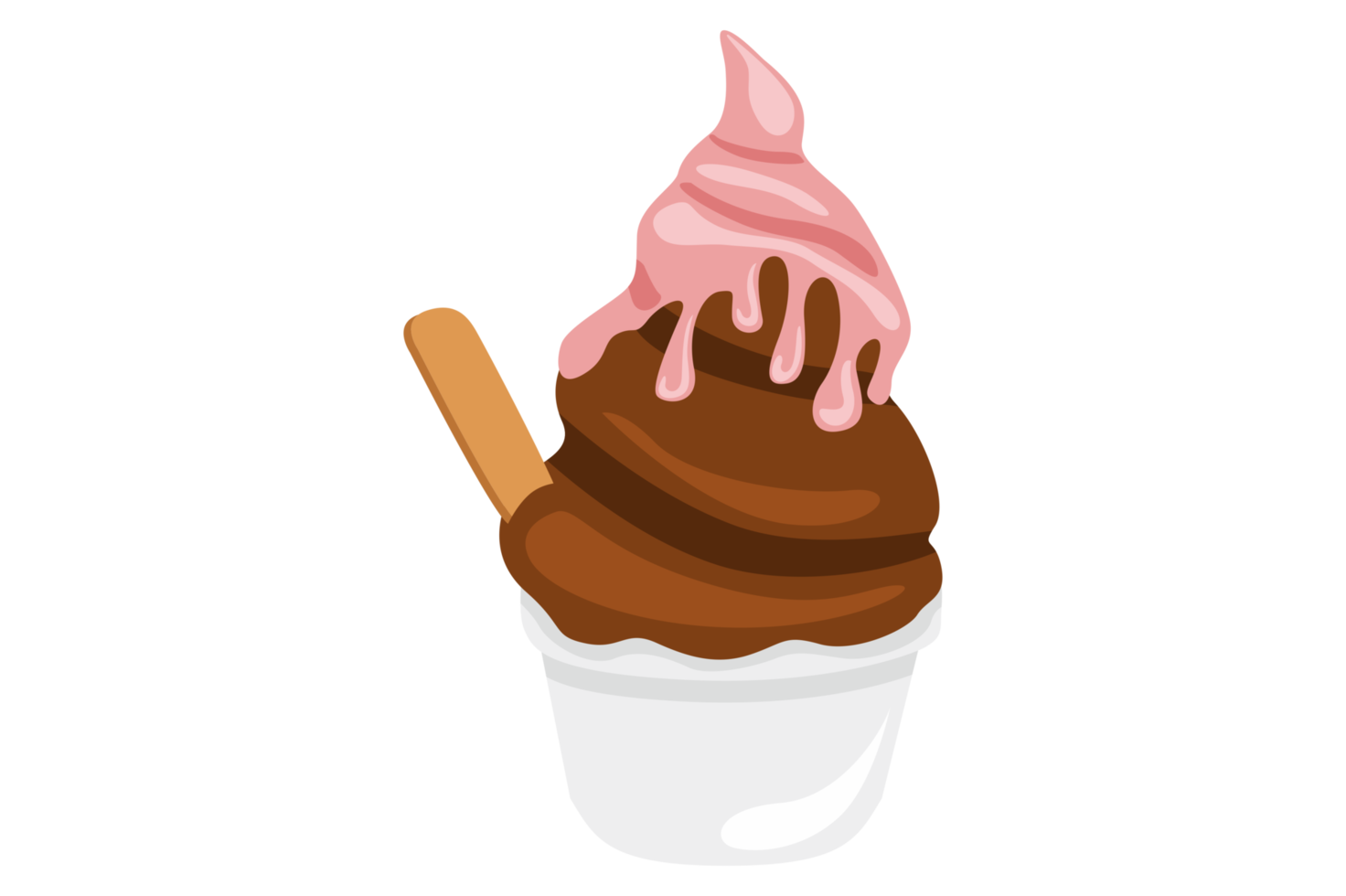 Chocolate Ice Cream Cup Melted Pink Chocolate On The Top png