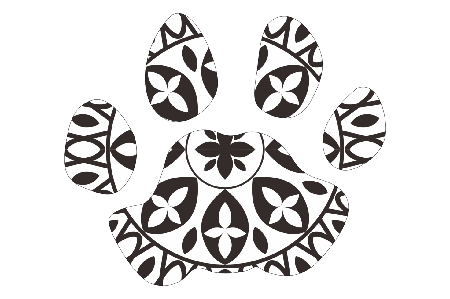 chien et chat patte mandala ornement conception png