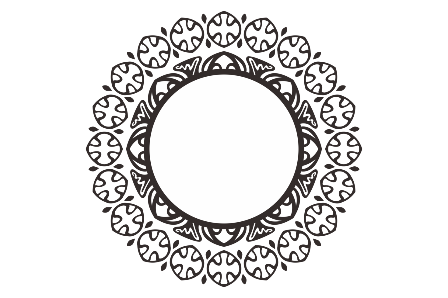 schwarz Mandala Ornament Rand Design png