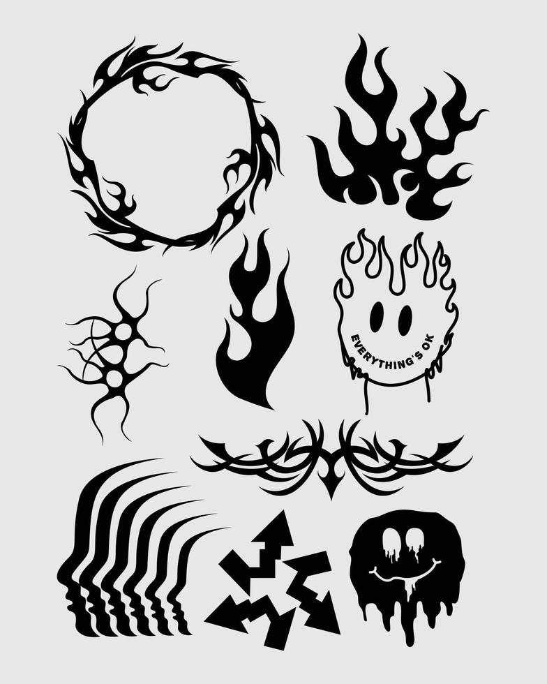 sharp spiky brutalism element shape asset acid poster, tattoo, tribal illustration vector creepy icon, symbol sick editable