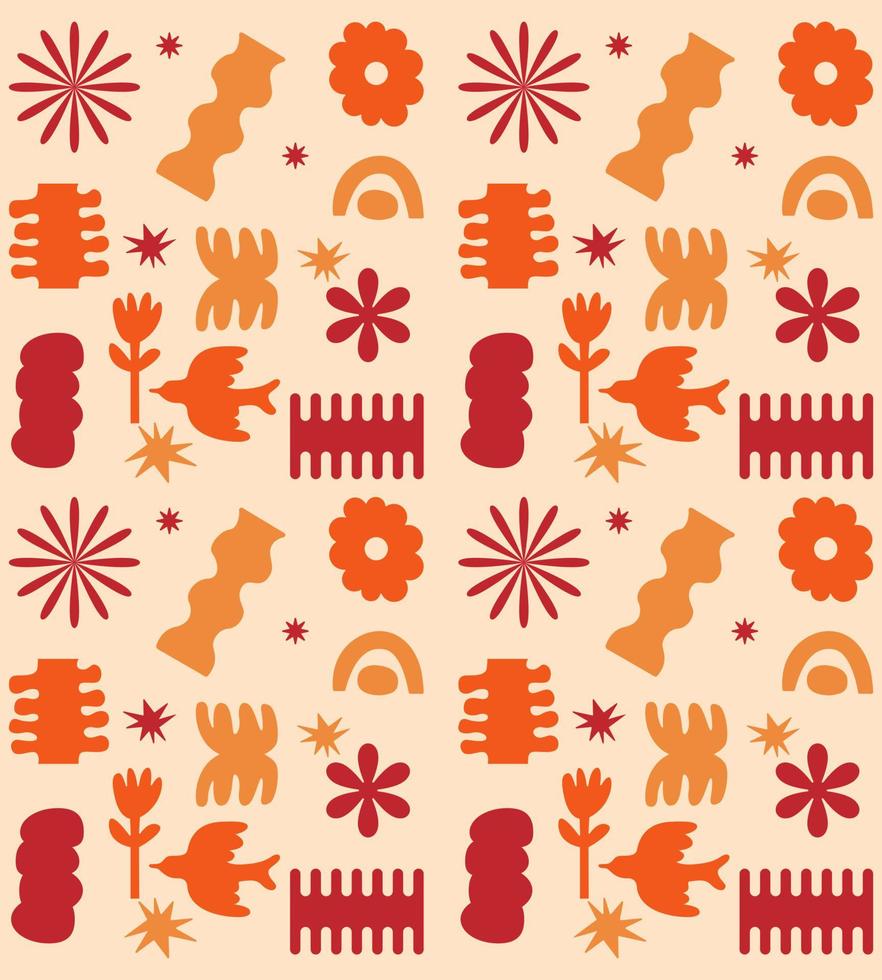 Diversity shape colorfull scandinavian seamless pattern background, abstract universal shape element flower, nature, eye, clip art, stickers set bundle vector