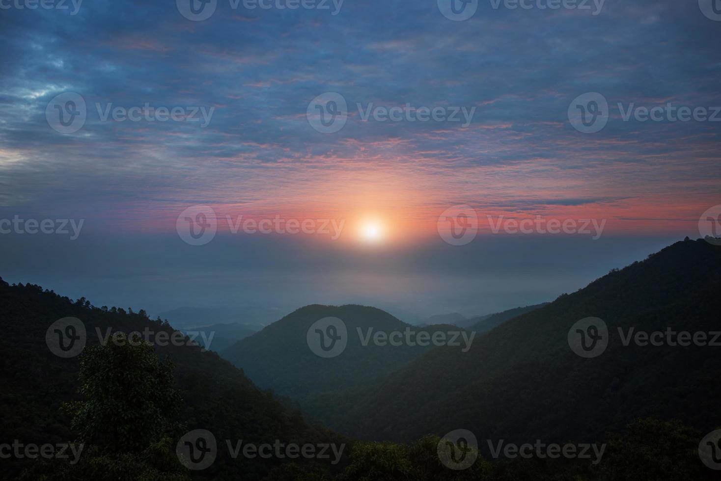 Sunrise and mountain photo