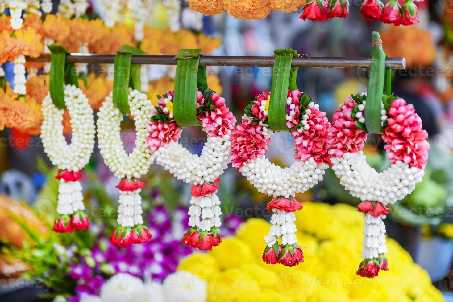 Thai traditional jasmine and rose garland photo