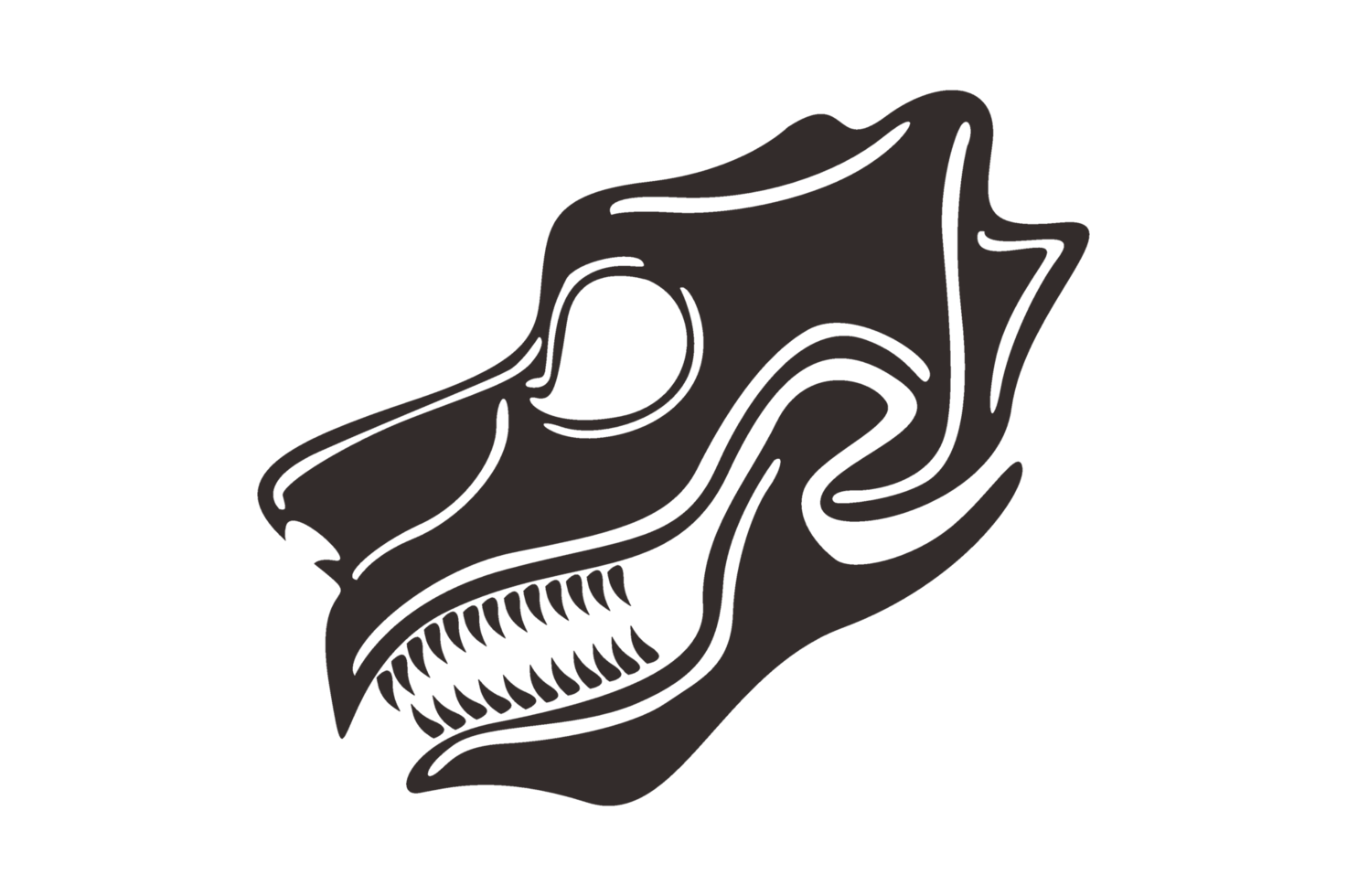 Black Dragon Head Skull Tattoo png