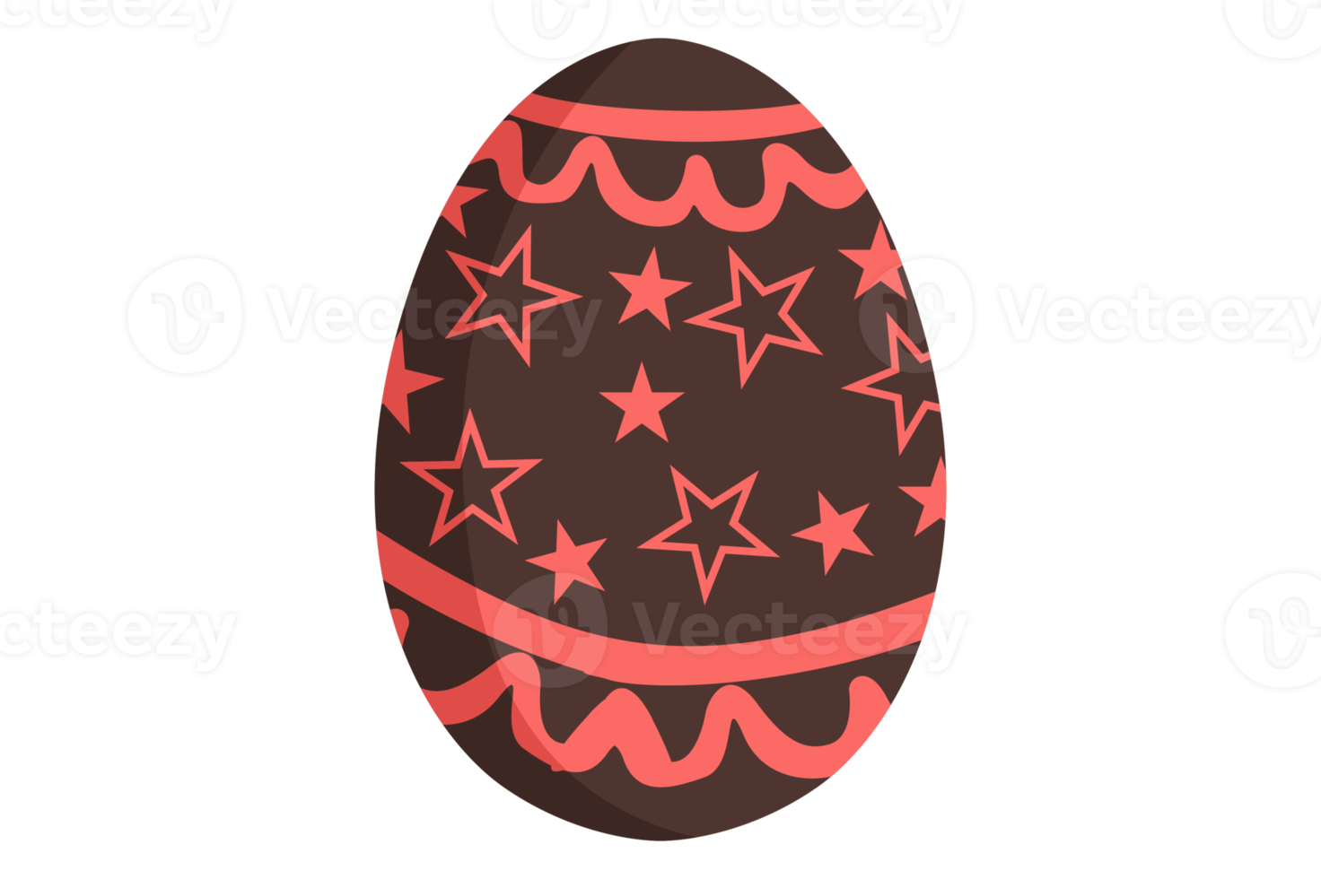 Easter Egg With Wavy Line and Stars Pattern png