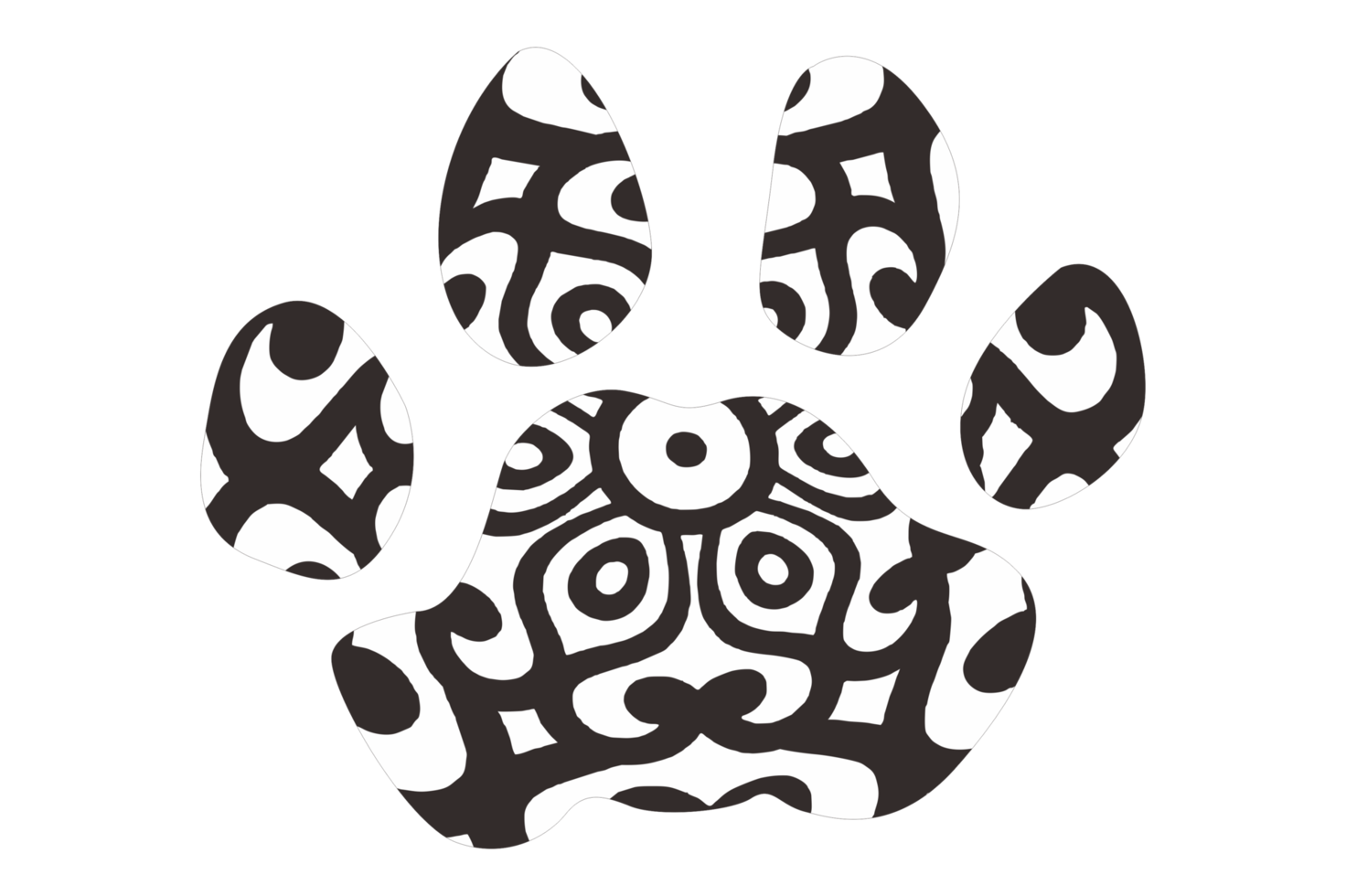 noir mandala en forme de chien et chat pattes png