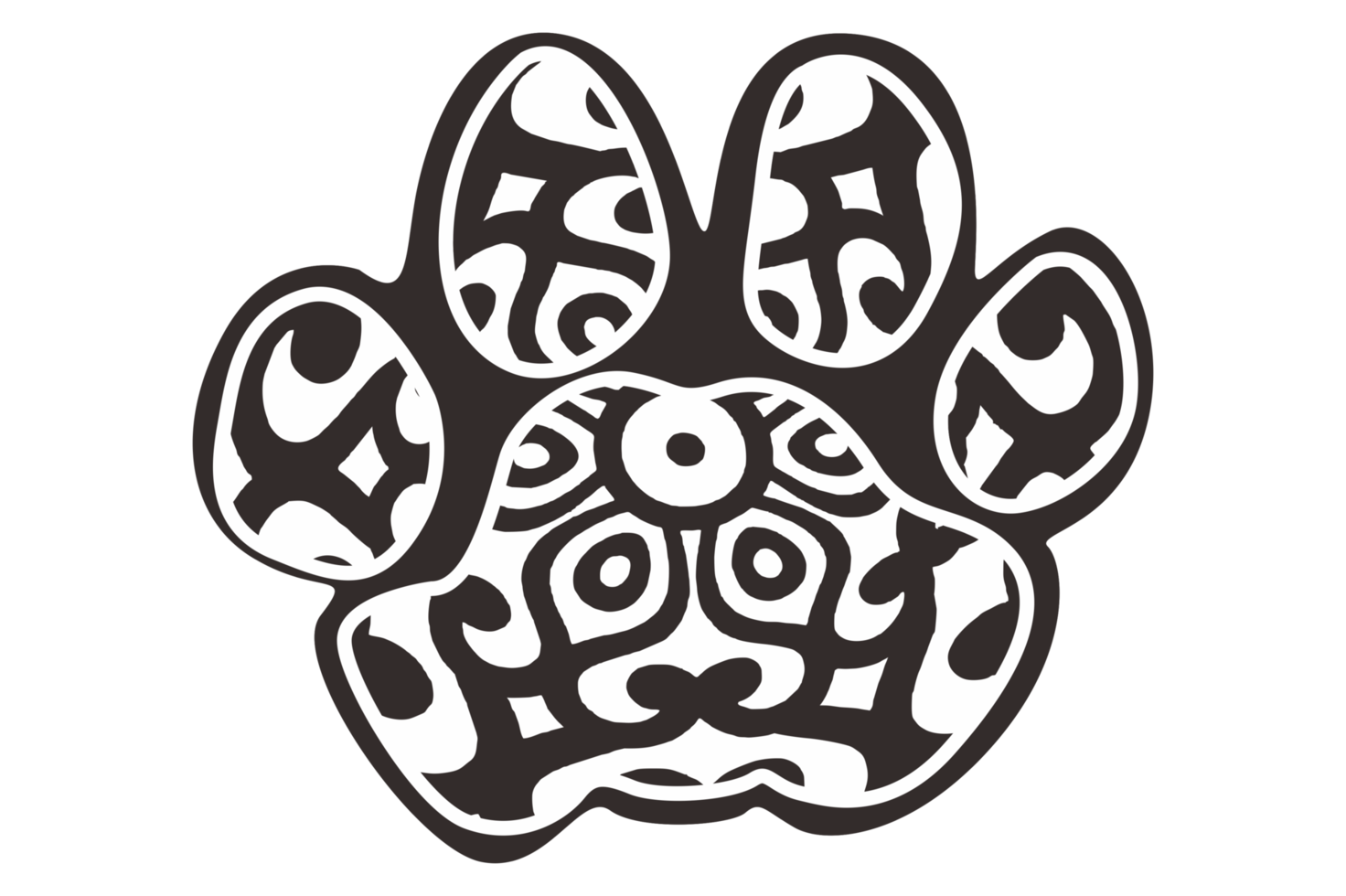 Black Mandala Shaped Dog And Cat Paws png