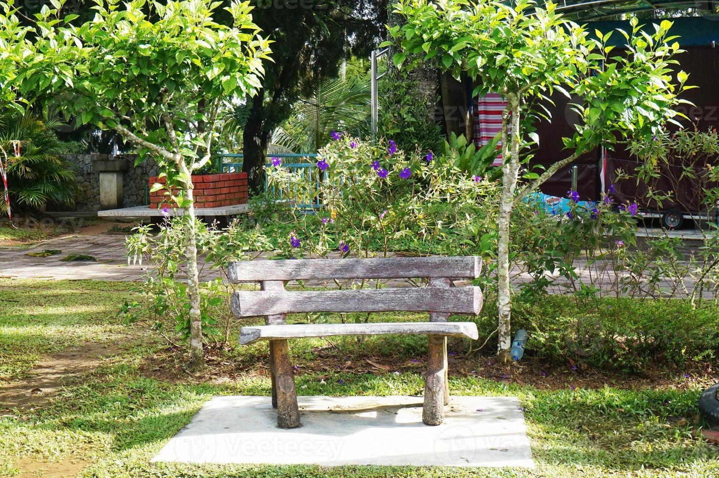 Wooden bench in the garden, Penang photo