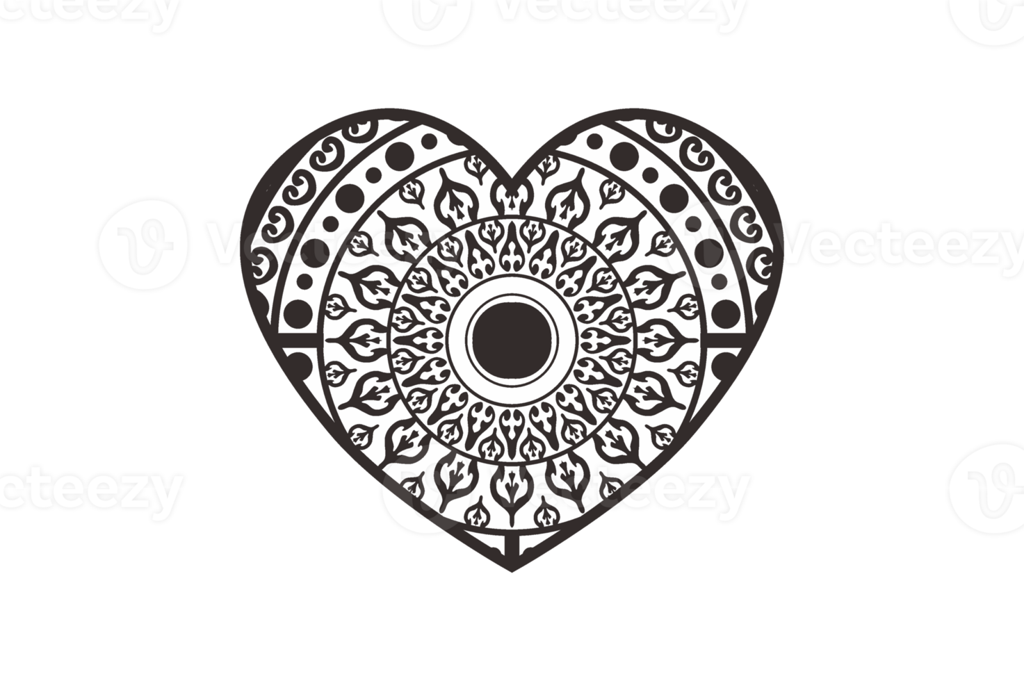 Valentinstag- schwarz Liebe Mandala Ornament Kunst Design png