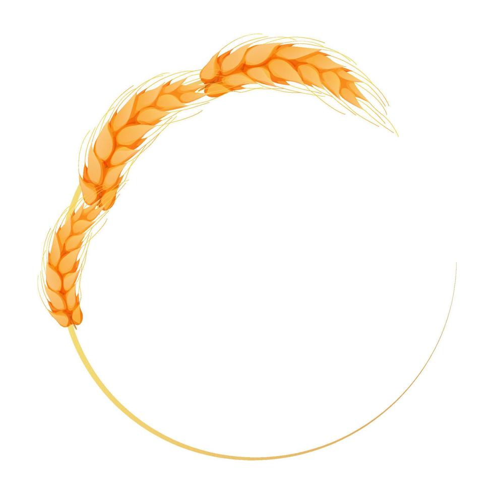 corona web desde espiguilla, dorado color trigo redondo marco en dibujos animados estilo aislado en blanco antecedentes. para panadería, etiquetas o etiquetas. vector ilustración