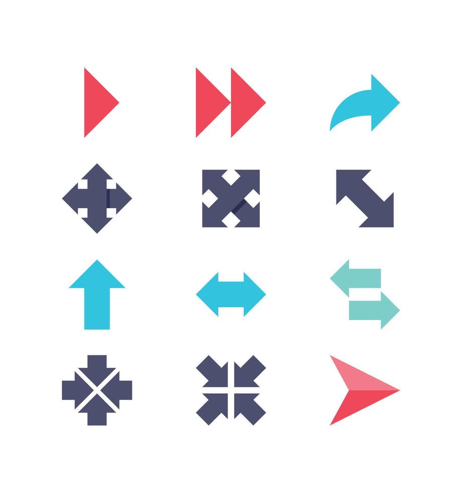 Flat modern arrows with multiple colors vector