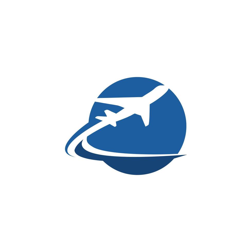 circle airplane icon logo vector