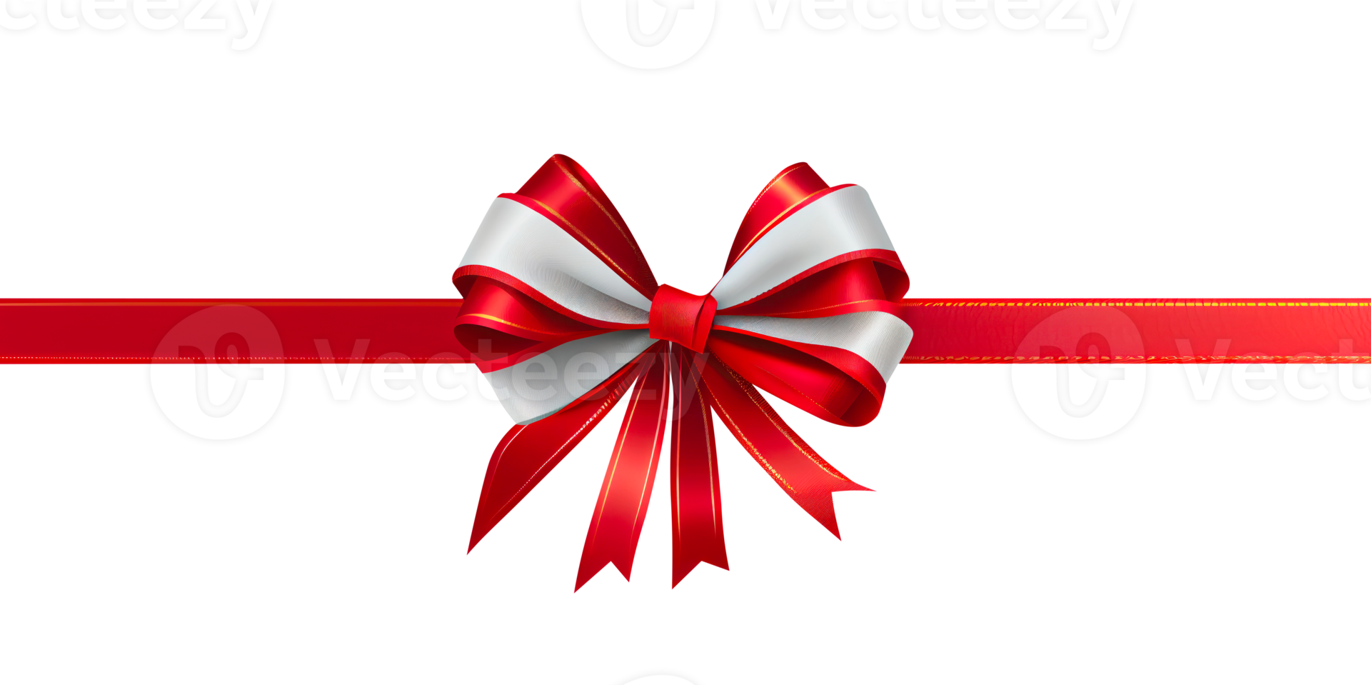 red bow and ribbon on transparent background png file  for christmas and birthday decorations