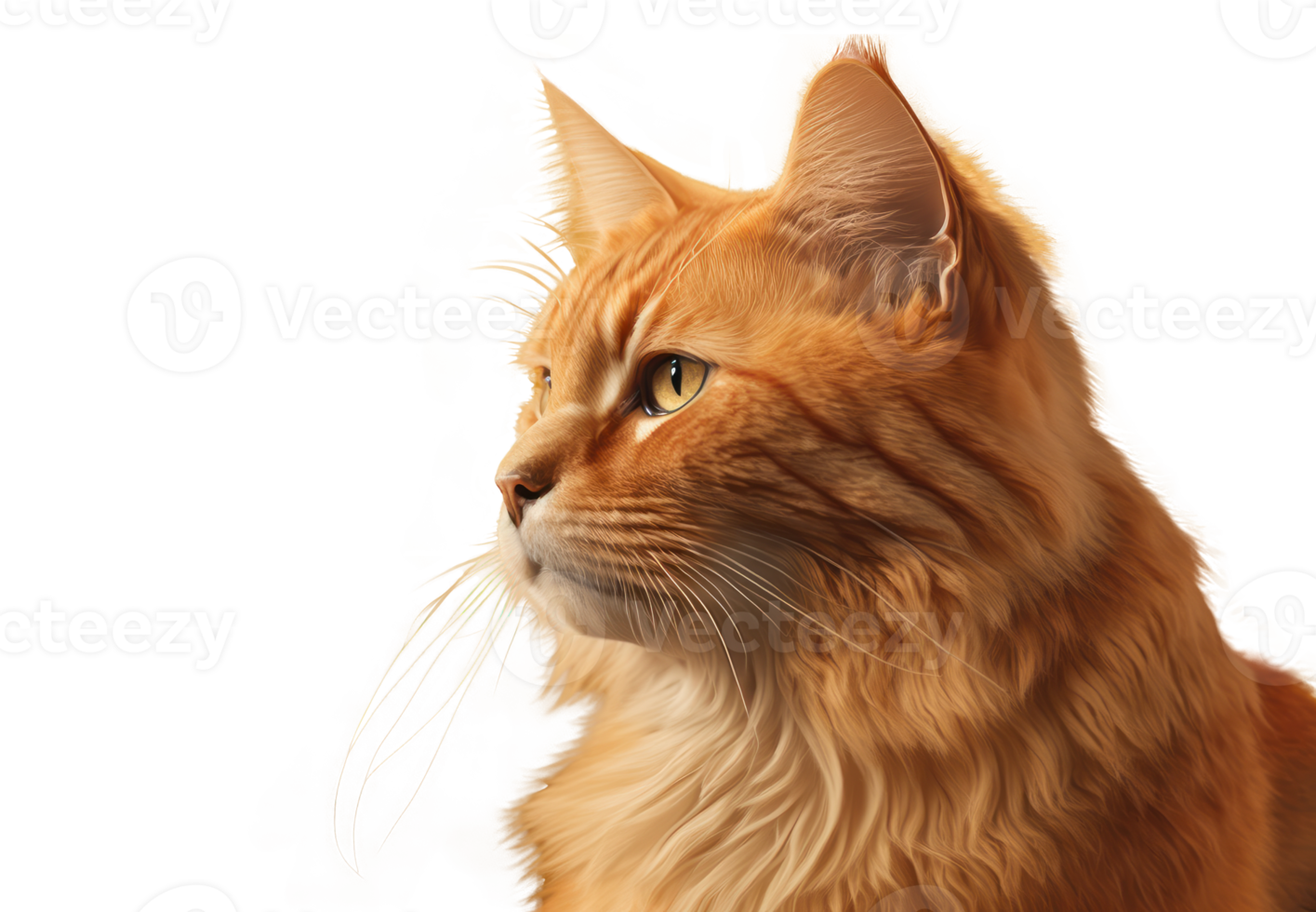 portrait of a cat in front of bright on transparent background png file