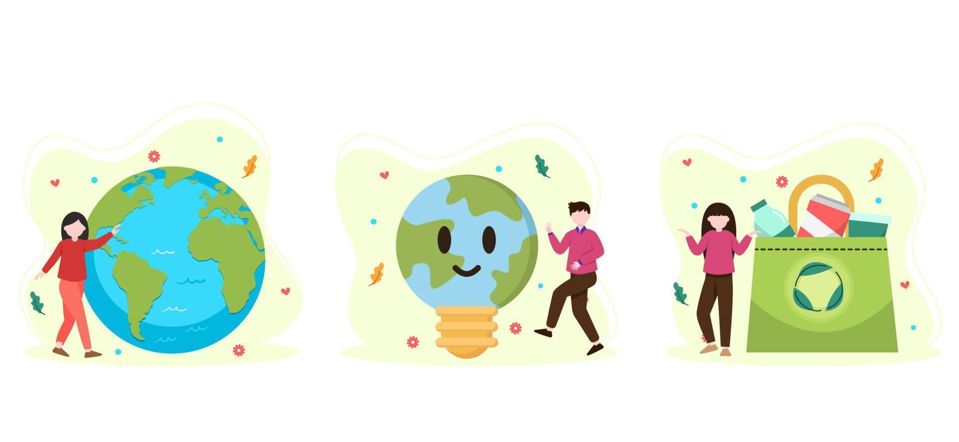 Earth Day Bundle Flat Design vector