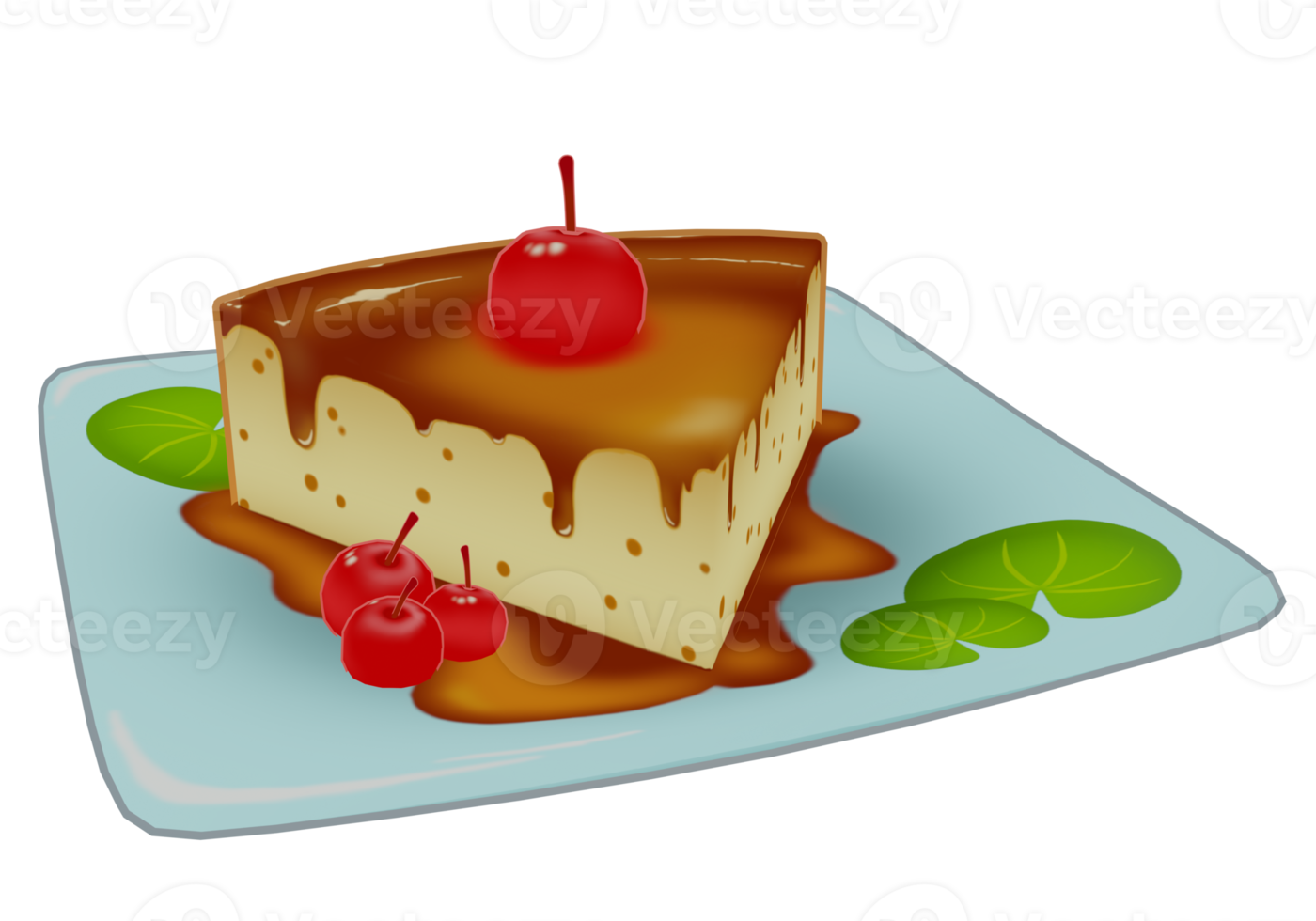 rebanada pastel con stoberry Cereza alto calidad 3d hacer png