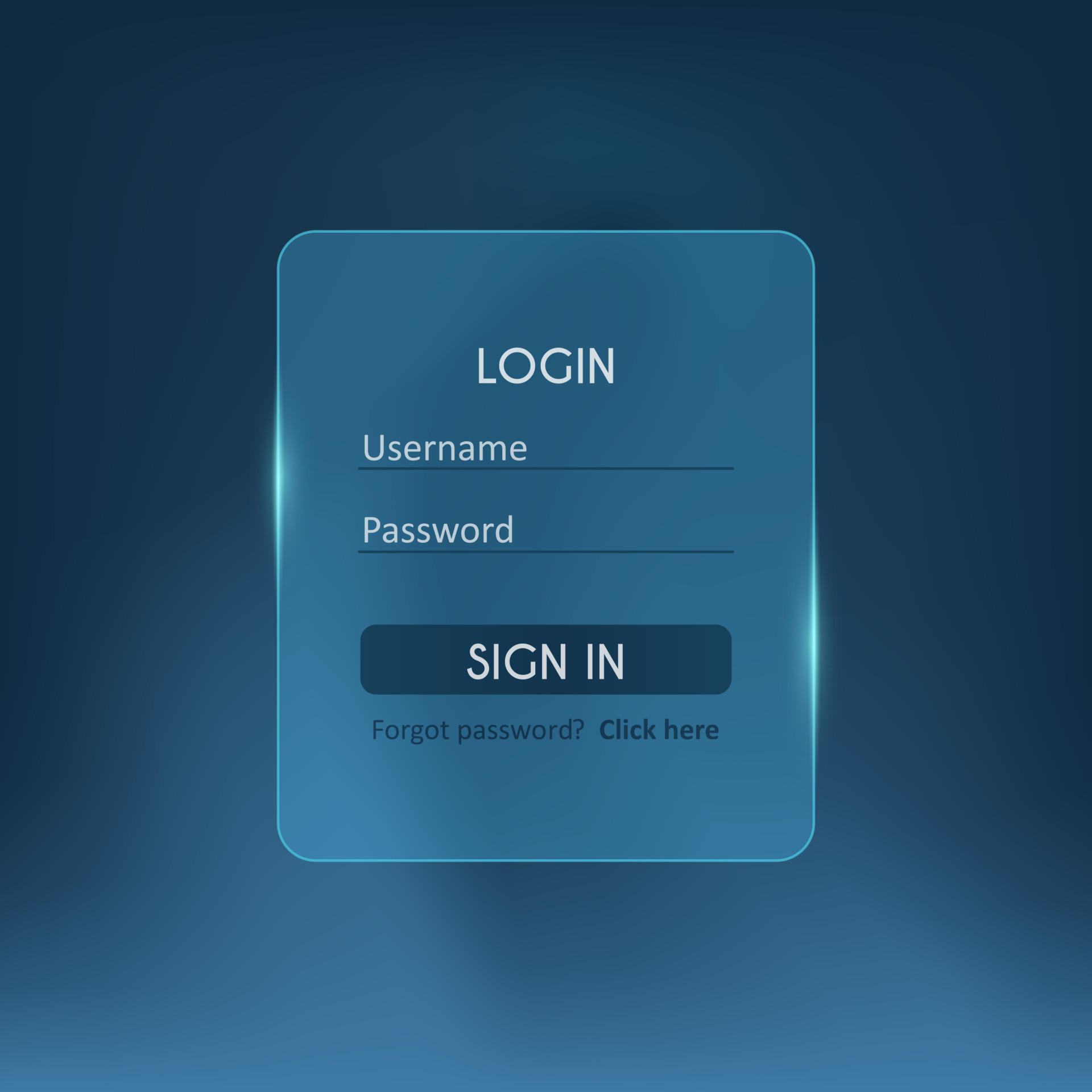 Glassmorphism vector concept. Glass effect login page with neon. Mobile ...