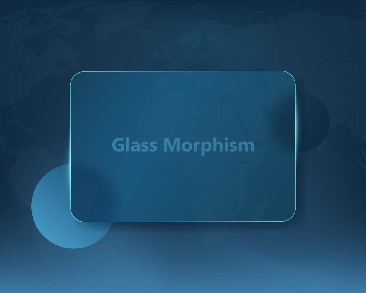 resumen formas en antecedentes con mundo mapa.transparente diseño en vaso morfismo o morfismo de vidrio estilo. borroso tarjeta o marco. vector ilustración.