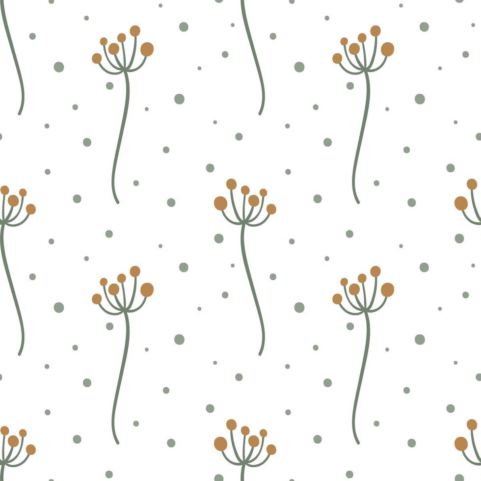 Simple floral seamless pattern with doodle elements vector