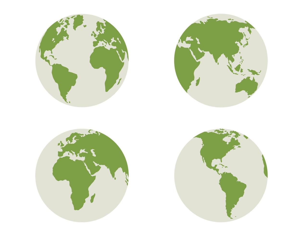 Set Globe isolated world planet earth map icon on white background, Earth day, Ecology concept nature conservation. Vector design illustration.