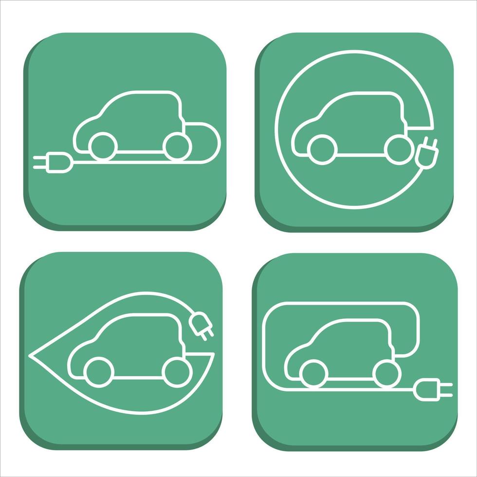 Set of Electric car logo, icon, Eco Vehicles Symbol, Design template linear minimal. Vector design illustration.