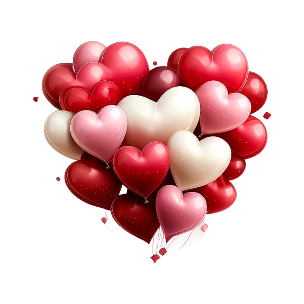 Cute Red Pink Heart Balloons Bunch Lovely 3d Heart Hd PNG Images ...