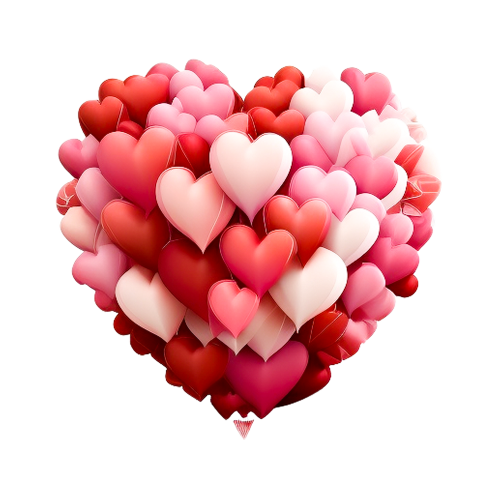 Cute Red Pink Heart Balloons Bunch Lovely 3d Heart Hd PNG Images ...